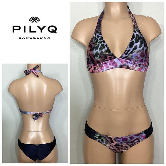 New. Pilyq multicolored cheetah print bikini. Small   Retail $149 - Picture 1 of 8